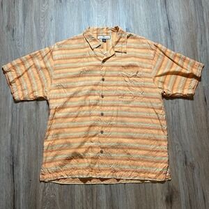 Tommy Bahama Men's‎ Large Orange Short Sleeve Button Down Shirt 100% Silk